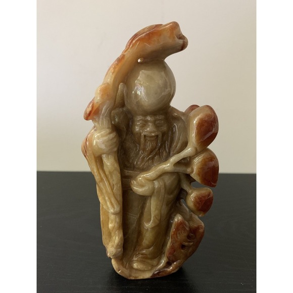 Other - Antique Chinese Natural Jadeite Carved Wise Old Man VTG Jade Exquisite 396.5 Gr